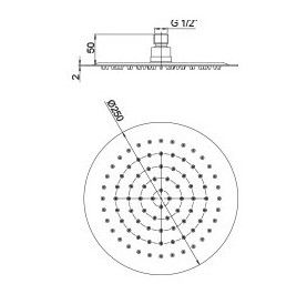 Верхний душ Paini 50CR759UP25E 25см хром